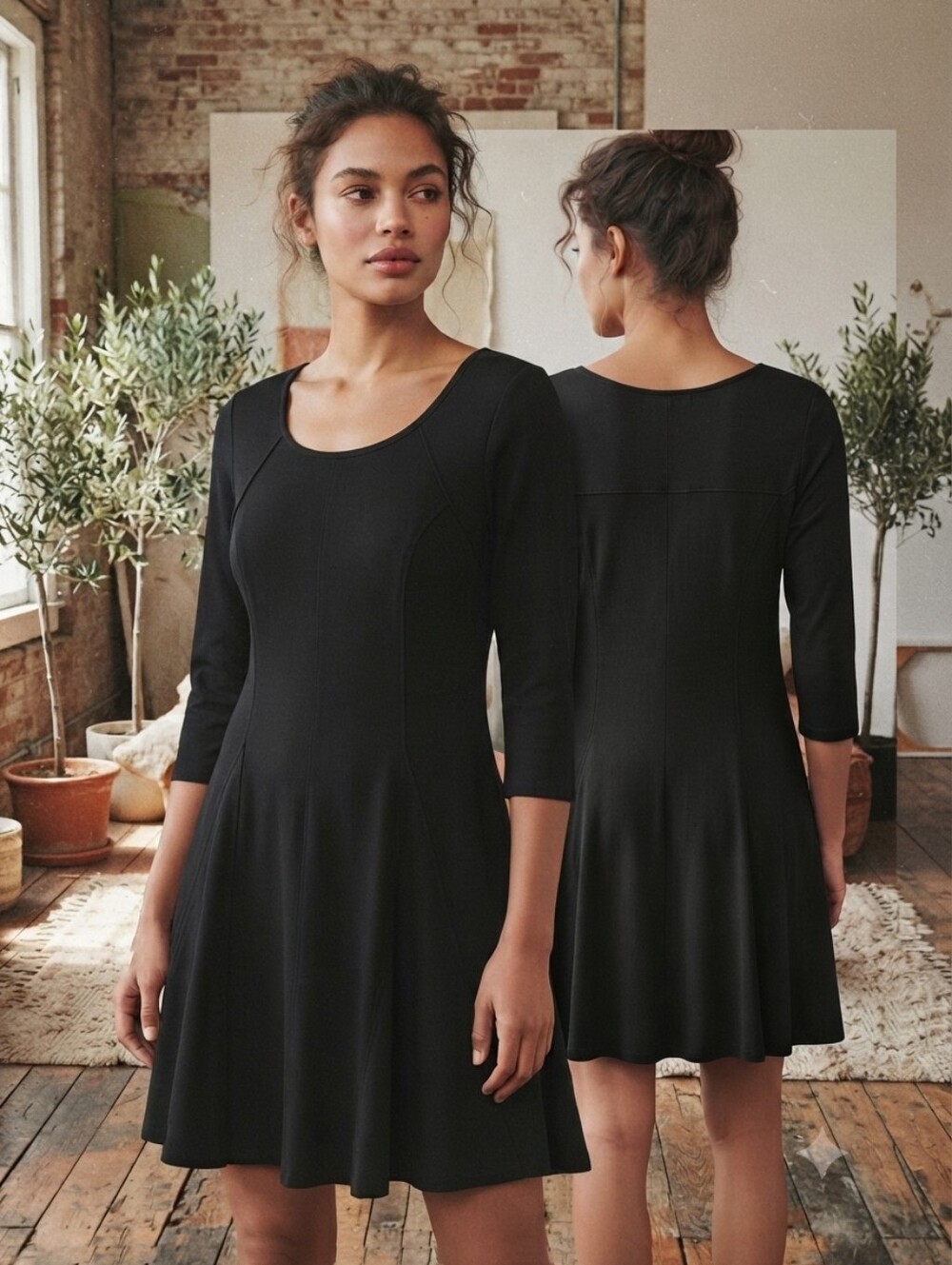NEW Anthony Richards Black Fit & Flare Knit Dress Stretch Skater